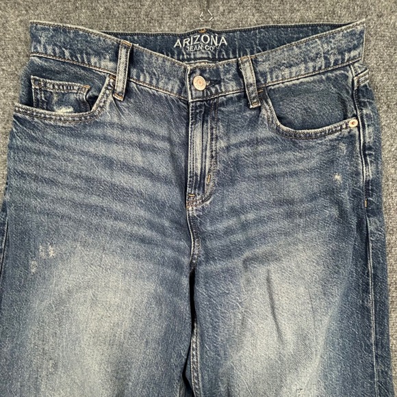 Arizona Jean Co Jeans Womens Sz 8 Low Rise Baggy Wide Leg Distressed Denim Pants - Picture 2 of 11